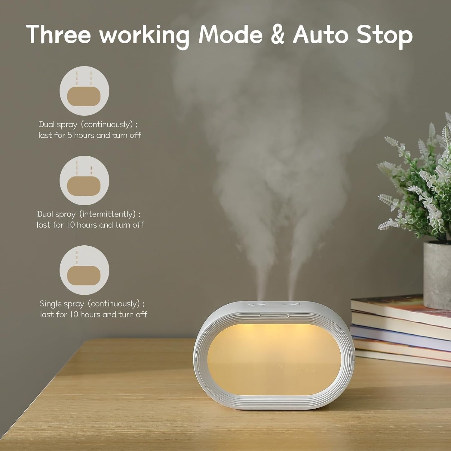 Small Dual Cool Mist Humidifier for Bedroom, 500ml Mini Plant Humidifier Indoor, Rechargeable Battery Powered Portable Desk Baby Humidifier for Kids Room Home Baby Nursery, Office, White