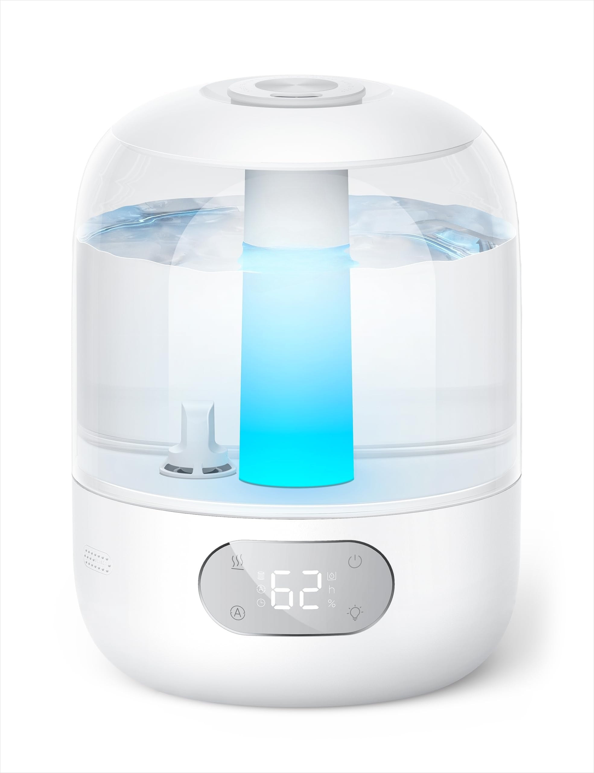 DREO Humidifiers for Bedroom, 3L Top Fill 30H & 26dB Quiet Runtime for Large Room, Cool Mist Ultrasonic Humidifier with Humidity Sensor, Night Light for Home, Baby, Nursery, Plants, New Edition