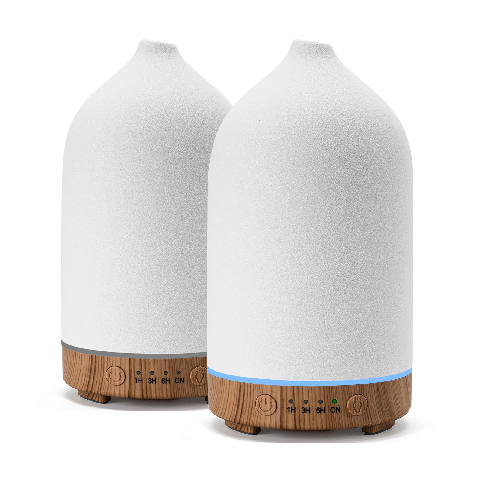 Gooamp 200ML Ceramic Essential Oil Diffuser - Ultrasonic Aromatherapy & Humidifier with 7-Color LED Lights, Auto Shut-Off, Wood Grain Base, 1H/3H/6H Timer | Scent for Home, Office, Yoga