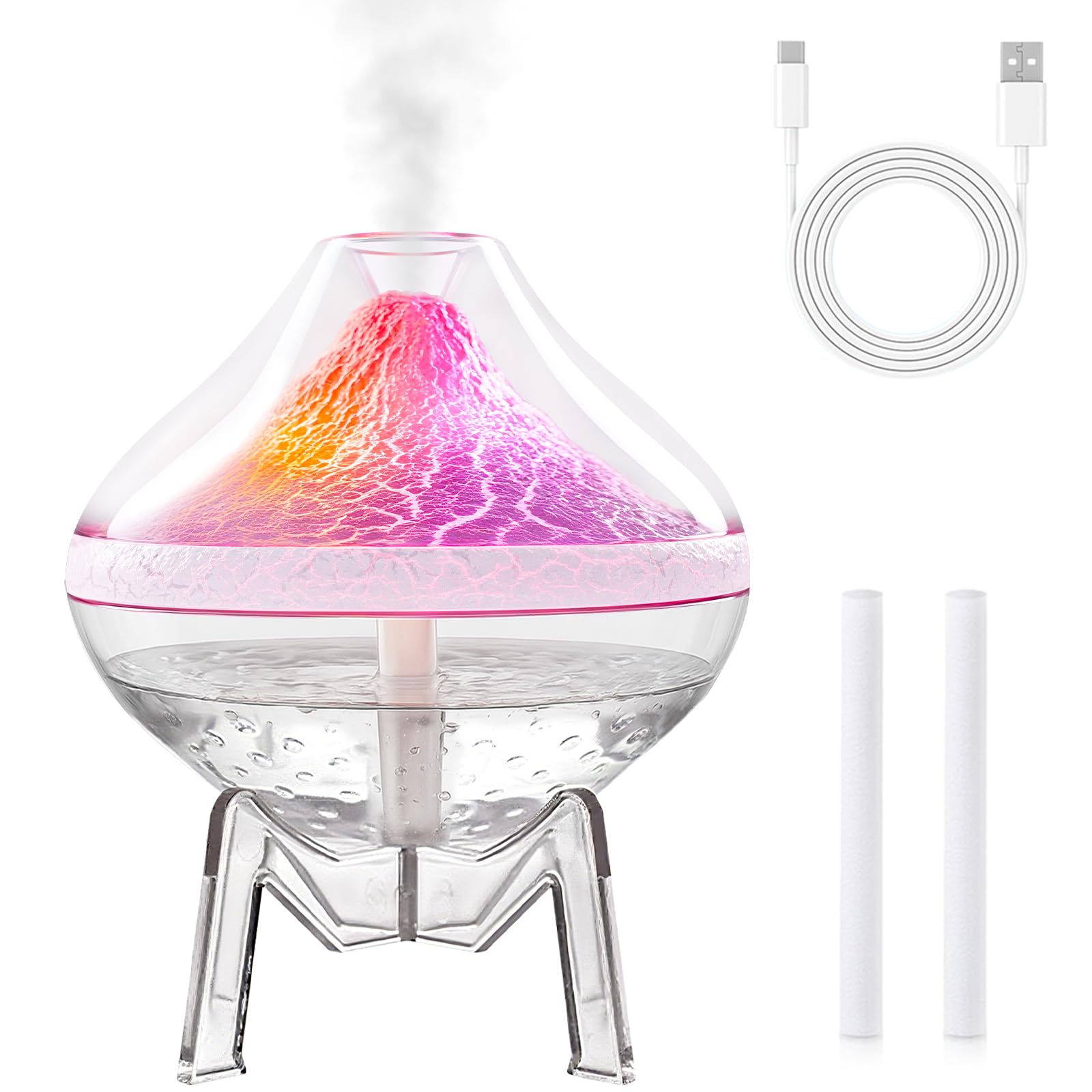 Humidifiers for Bedroom Cool Mist Ultrasonic Small Humidifier with Humidity Sensor Auto Shut Off LED Colorful Gradient Light Mini Humidifier For Plants,Bedroom,Baby Room,Office, Home（Pink)