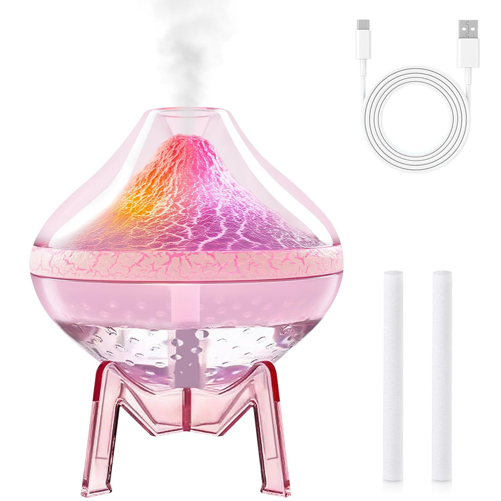 Humidifiers for Bedroom Cool Mist Ultrasonic Small Humidifier with Humidity Sensor Auto Shut Off LED Colorful Gradient Light Mini Humidifier For Plants,Bedroom,Baby Room,Office, Home（Pink)