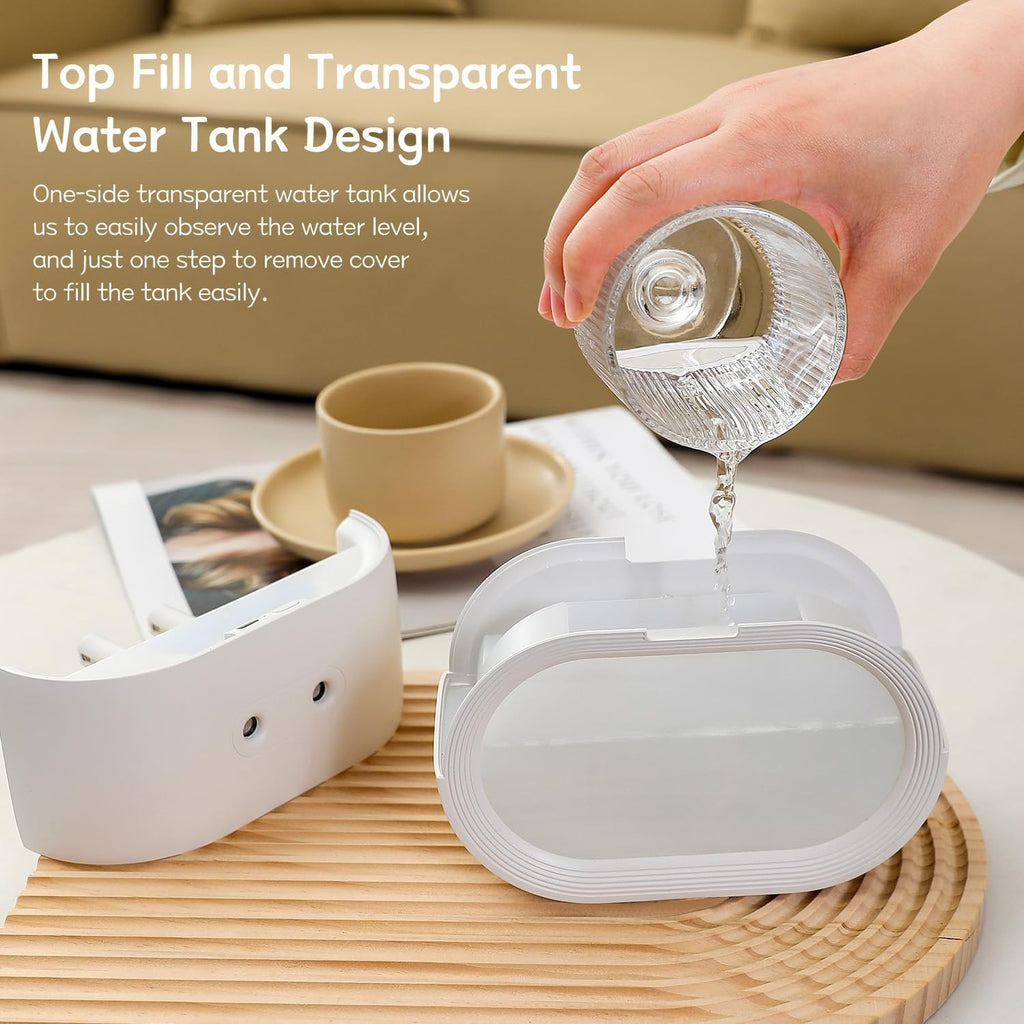Small Dual Cool Mist Humidifier for Bedroom, 500ml Mini Plant Humidifier Indoor, Rechargeable Battery Powered Portable Desk Baby Humidifier for Kids Room Home Baby Nursery, Office, White