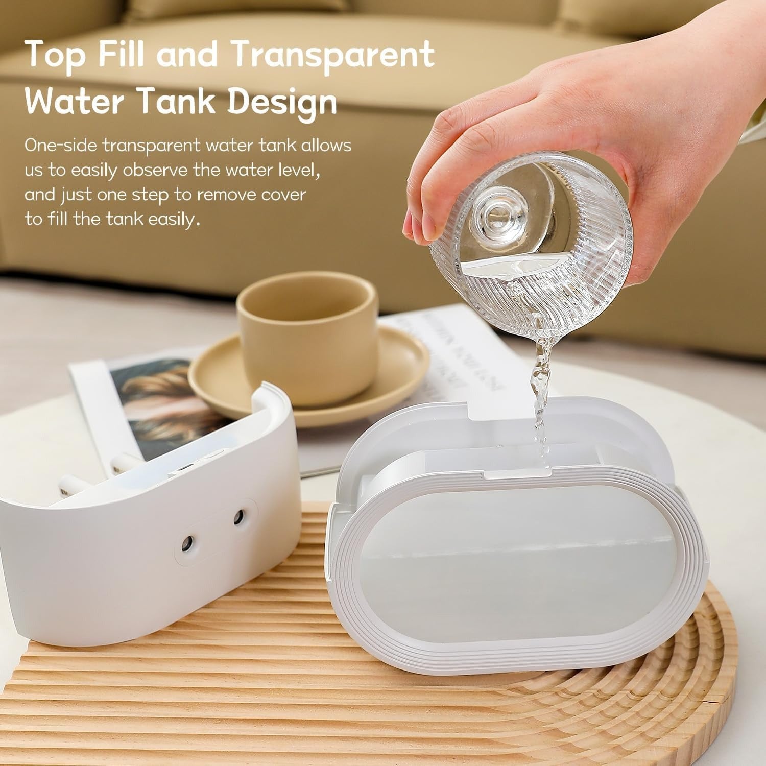 Small Dual Cool Mist Humidifier for Bedroom, 500ml Mini Plant Humidifier Indoor, Rechargeable Battery Powered Portable Desk Baby Humidifier for Kids Room Home Baby Nursery, Office, White