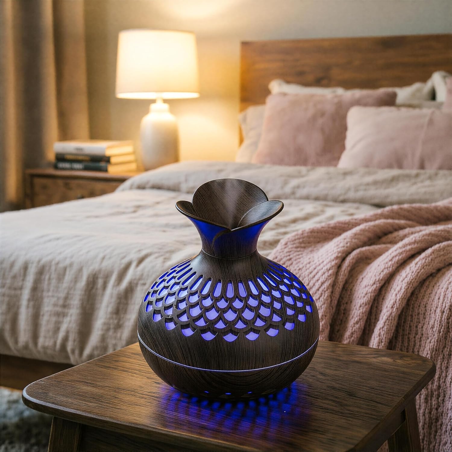 Flower Shaped Ultra Quiet Cool Mist Humidifier, USB Portable Desktop Air Moisturizer with 2 Adjustable Mist Modes & 7 Color Changing Night Lights, Compact Small Humidifier Perfect for Bedroom, Office,