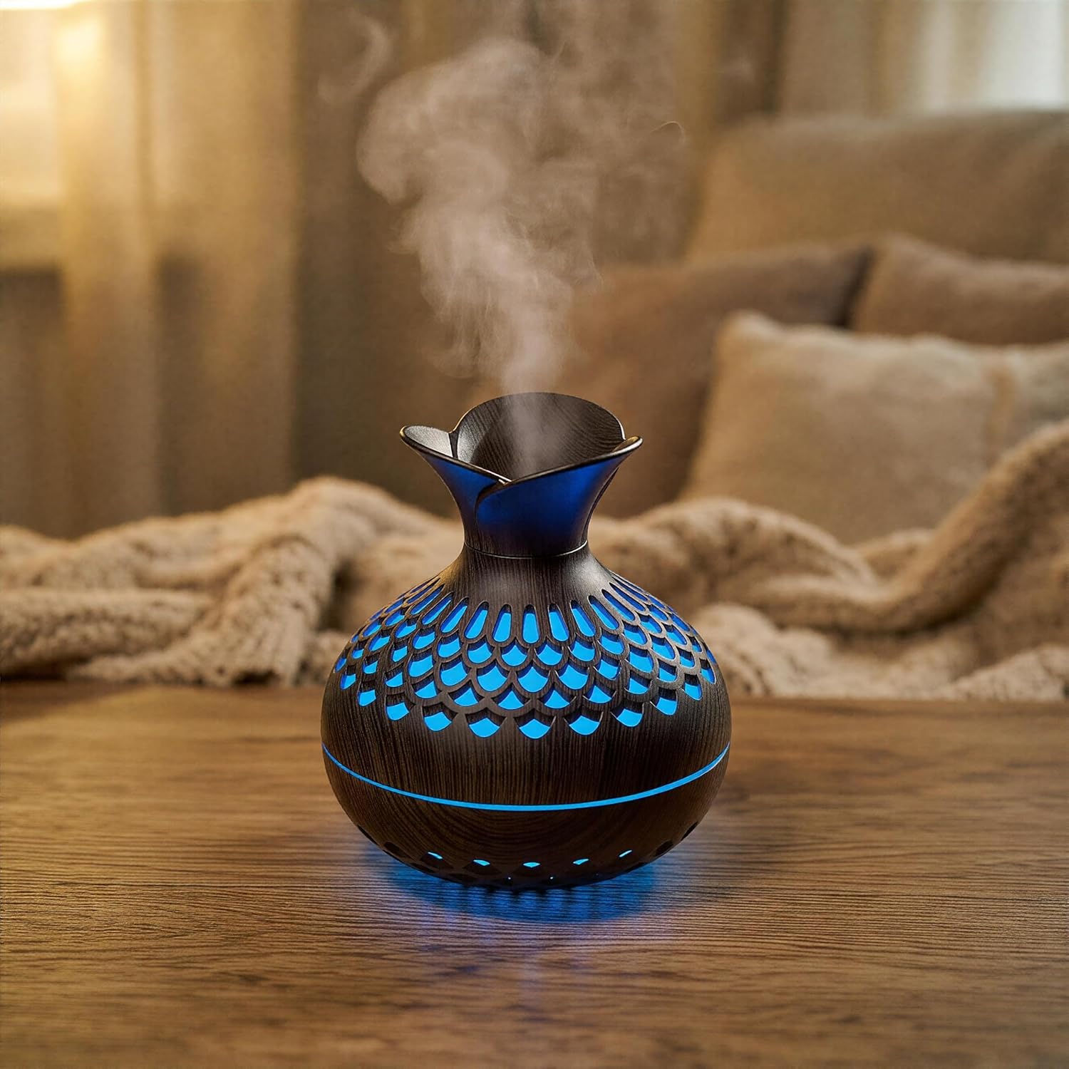 Flower Shaped Ultra Quiet Cool Mist Humidifier, USB Portable Desktop Air Moisturizer with 2 Adjustable Mist Modes & 7 Color Changing Night Lights, Compact Small Humidifier Perfect for Bedroom, Office,