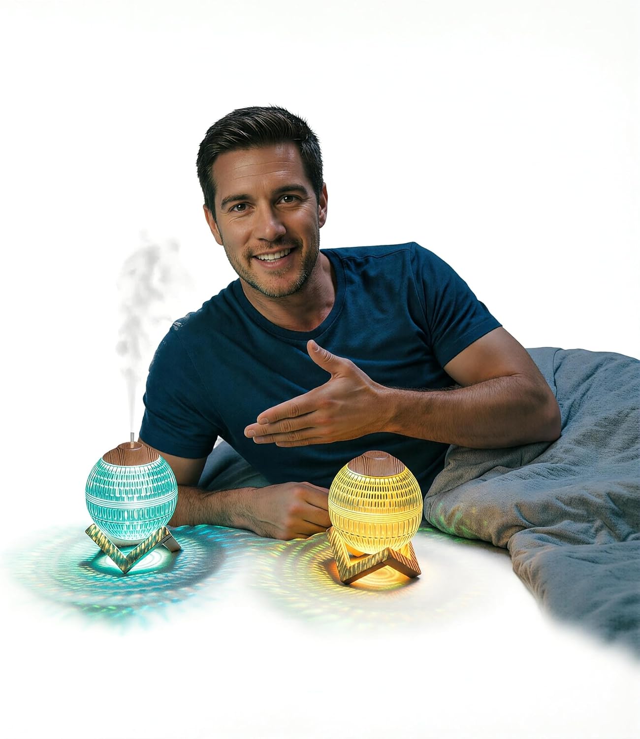 Crystal Ball Humidifier & Oil Diffuser, 350ml Mini Quiet Cool Mist Humidifier with 7-Color Night Light & 3 Light Modes, Auto Shut-Off for Bedroom Home Office