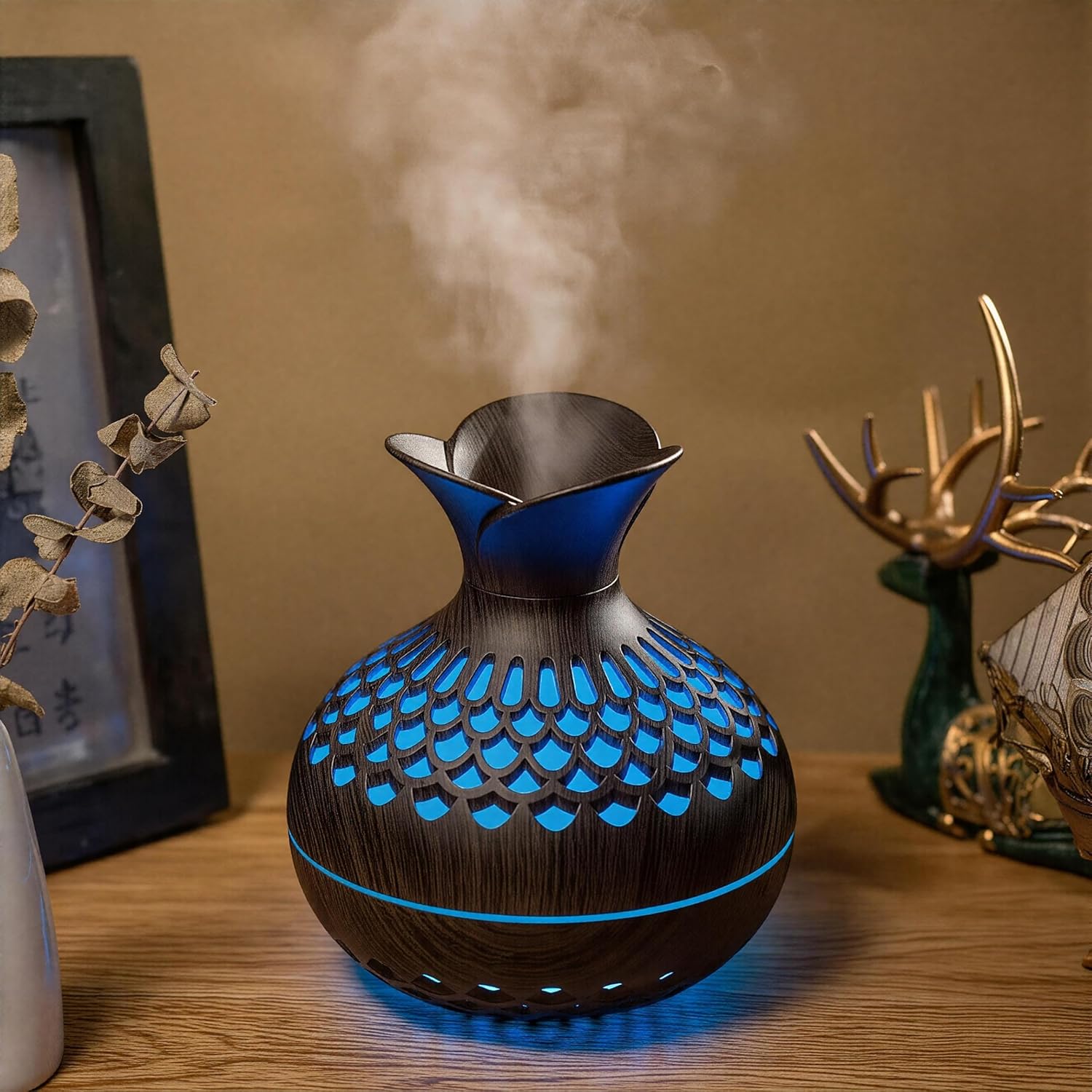 Flower Shaped Ultra Quiet Cool Mist Humidifier, USB Portable Desktop Air Moisturizer with 2 Adjustable Mist Modes & 7 Color Changing Night Lights, Compact Small Humidifier Perfect for Bedroom, Office,