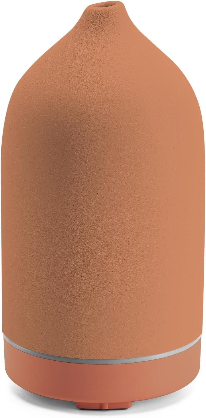 Gooamp 200ML Ceramic Essential Oil Diffuser - Ultrasonic Aromatherapy & Humidifier with 7-Color LED Lights, Auto Shut-Off, Wood Grain Base, 1H/3H/6H Timer | Scent for Home, Office, Yoga
